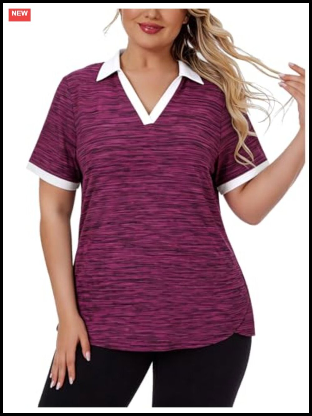Plus Size Women's Golf Polo Shirt UPF 50+ Short Sleeve Athletic Pullover